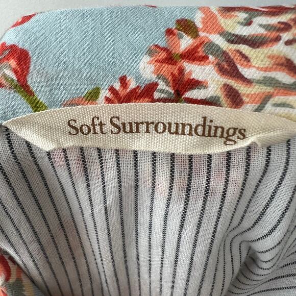 Soft Surroundings Blue Pink Floral Button-Up Sleep Shirt Cotton Blend Ruffle L - Picture 5 of 5